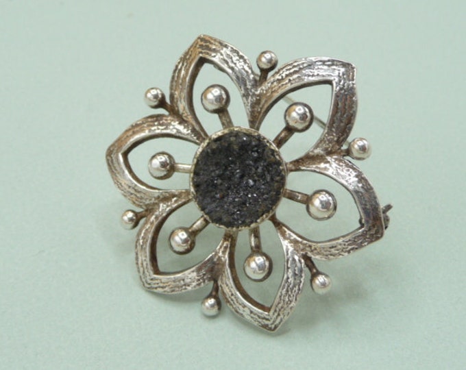 Victor Janson (Sweden). Silver and pyrite brooch. Vintage.