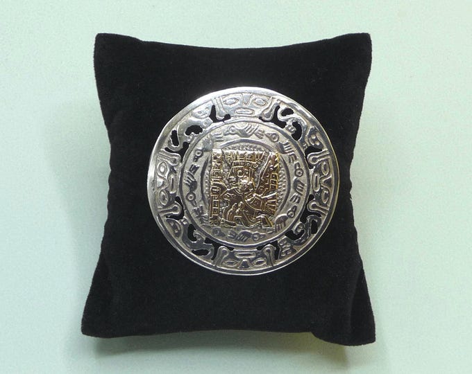 Peru. Pendant/Brooch in 925 silver and 18-carat gold. Vintage.