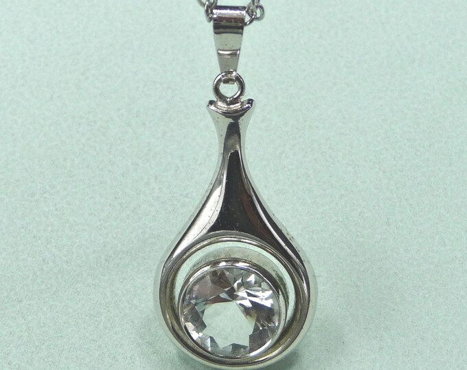 Silver and crystal pendant. Vintage.
