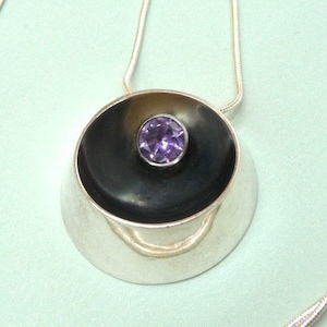 Finland. Silver and purple Crystal Pendant. 1965. Vintage.
