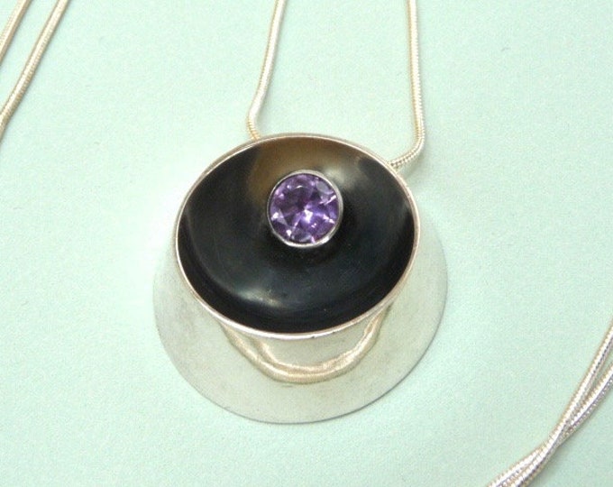 Finland. Silver and purple Crystal Pendant. 1965. Vintage.