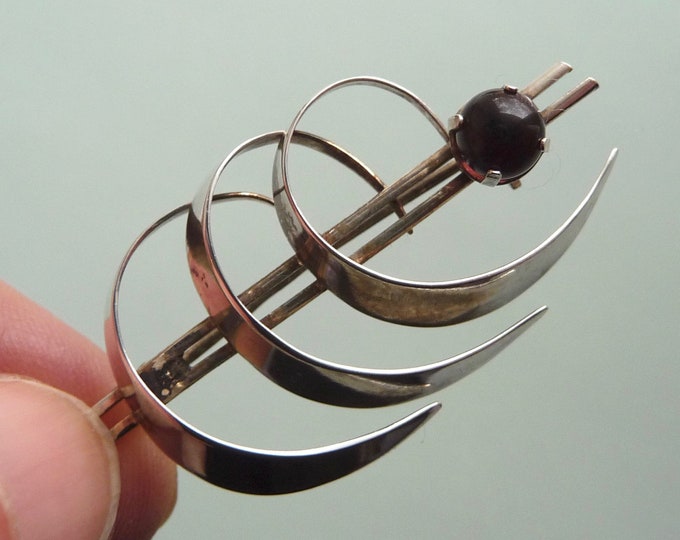 Finland. Silver and Crystal Brooch. Vintage.
