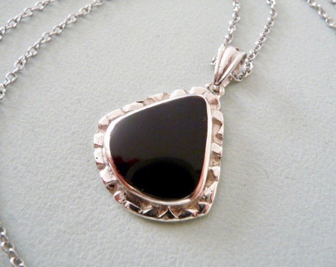 Sterling Silver and Onyx Pendant. Vintage.