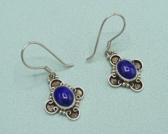 Silver and lapis lazuli earrings. Vintage.
