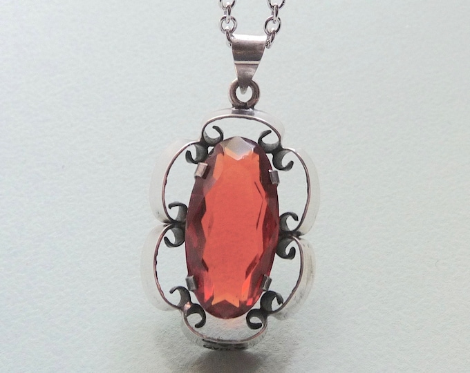 GVH (Sweden). Silver and Glass Pendant. 1950. Vintage.