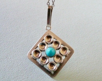 Kultaseppä Salovaara (Finland). Silver and Turquoise Pendant. Vintage.