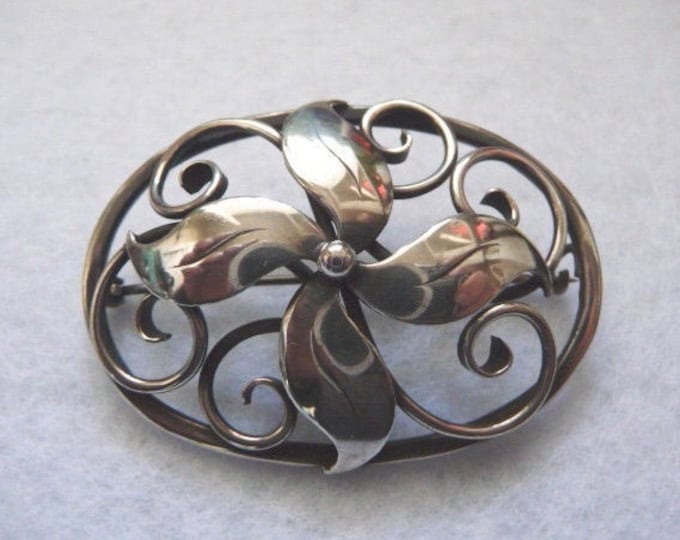 Ge-Kå Smycken (Sweden). Brooch. Silver. 1950.