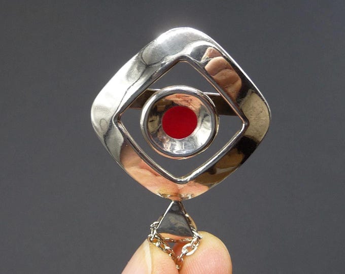 Sweden. Silver and red enamel pendant. 2005. Vintage.