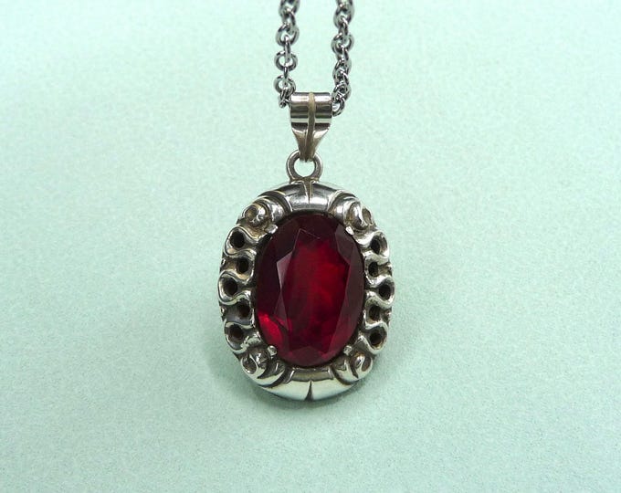 Sweden. Silver and red glass pendant. 40s-50s. Vintage.