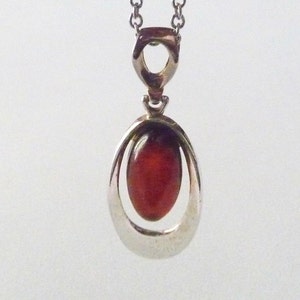 Silver and Amber Pendant. Vintage.