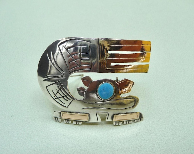 Peru. Silver and gold brooch. Vintage.