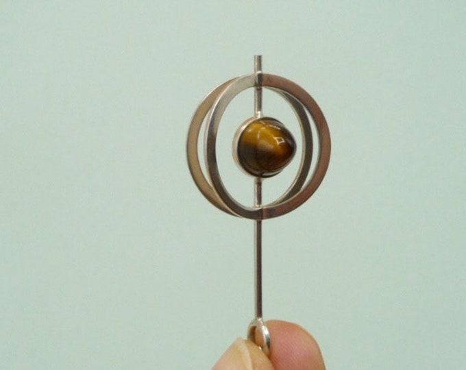 Elis Kauppi (Finland). Silver and tiger's eye pendant. Vintage.