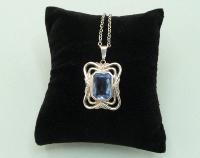Sweden. Silver and blue crystal pendant. Vintage.