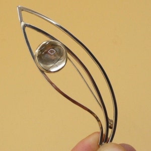 G. Kaplan (Sweden). Silver and rutilated Quartz Brooch. 1962. Vintage.