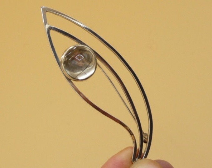 G. Kaplan (Sweden). Silver and rutilated Quartz Brooch. 1962. Vintage.