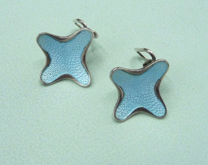 Silver and enamel earrings. Vintage.