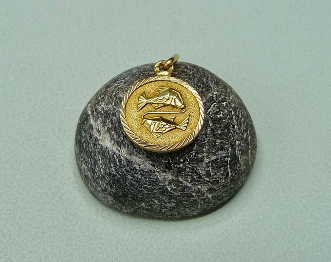 18-carat gold medal - Baptism medal - Vintage medal - Natives of the sign of Pisces.