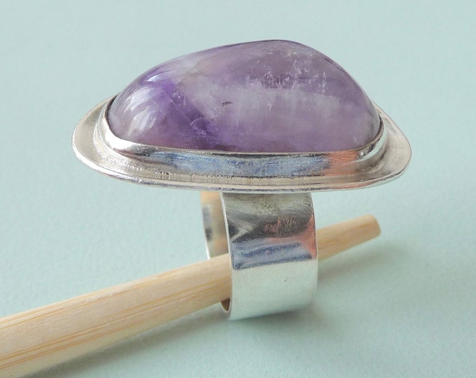 R. Fridström (Sweden). Silver and Amethyst Ring. 1969. Vintage.