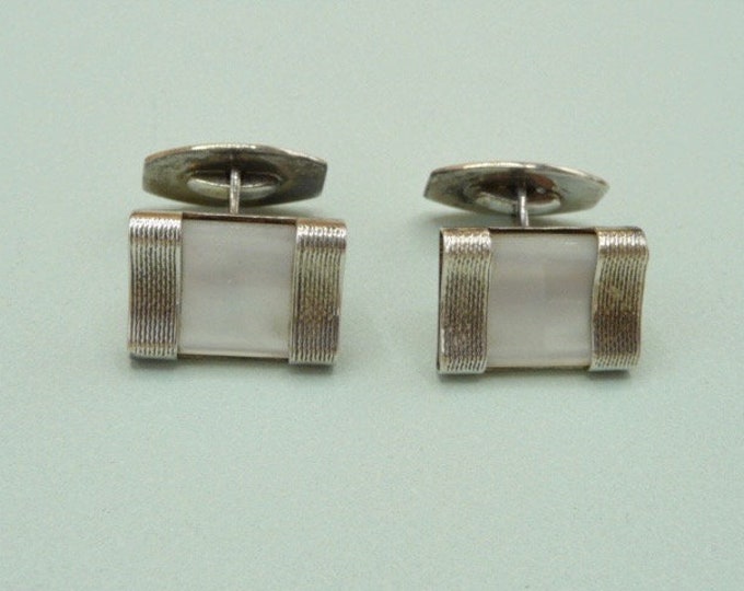 Sweden. Silver and White Resin Cufflinks. Vintage.
