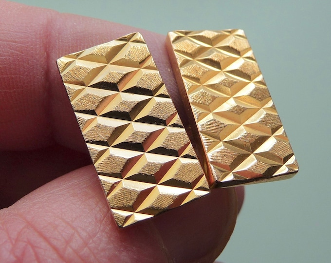 France. Gold Metal Cufflinks. 60s. Vintage.