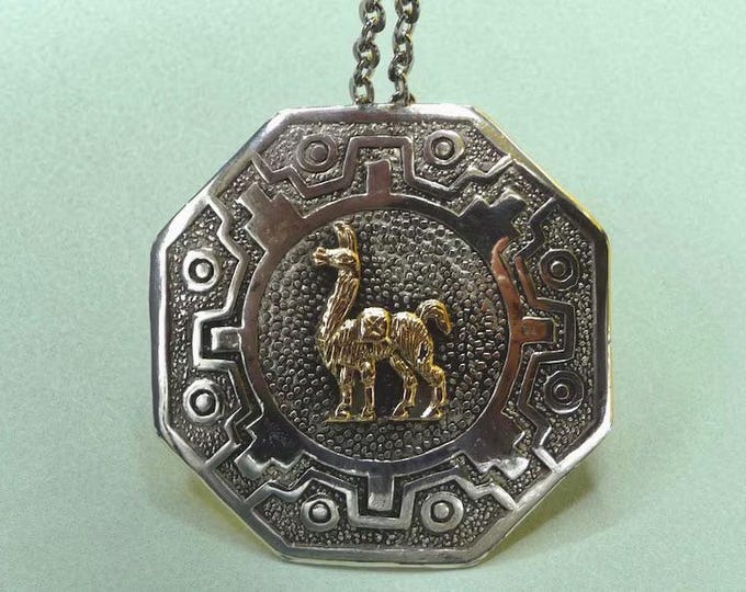 Peru. Silver and gold pendant/brooch. Vintage.