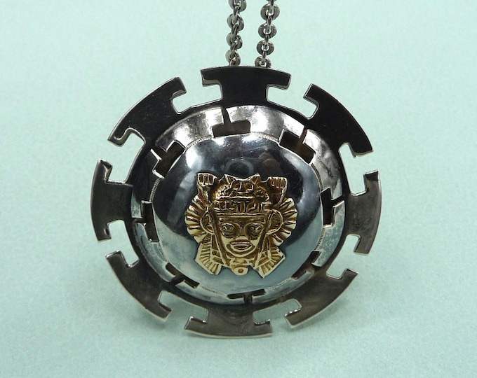 Peru. Silver and gold pendant/brooch. Vintage.