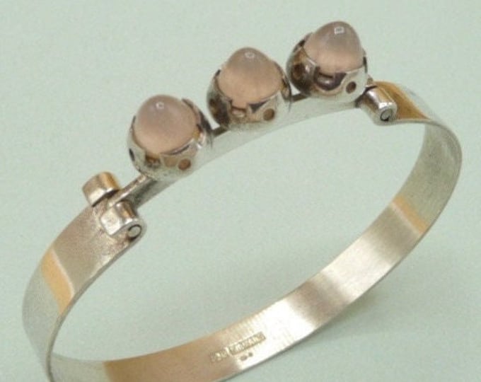Finland. Silver and rose quartz bracelet. Vintage.