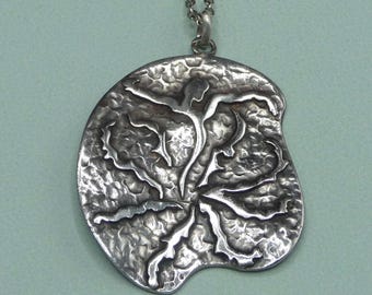 Collier Pendentif Ancien Signé REYT - Bronze Argenté, Occasion En Excellent état, Bijou Vintage
