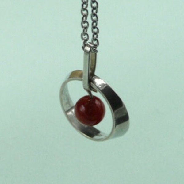 Sweden. Silver and carnelian pendant. 1960. Vintage.