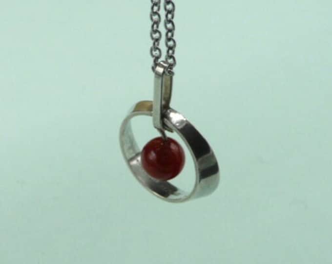 Sweden. Silver and carnelian pendant. 1960. Vintage.