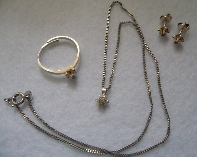Necklace, ring and earrings. Sterling Silver. Finland. Vintage.