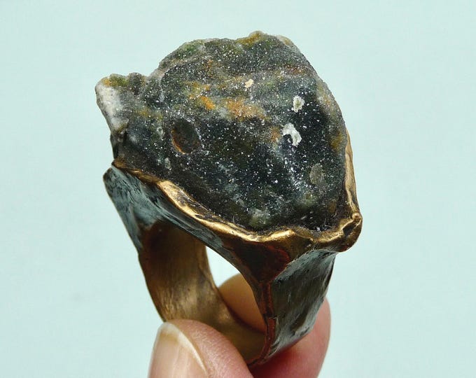 United States. Heavy bronze and stone ring.