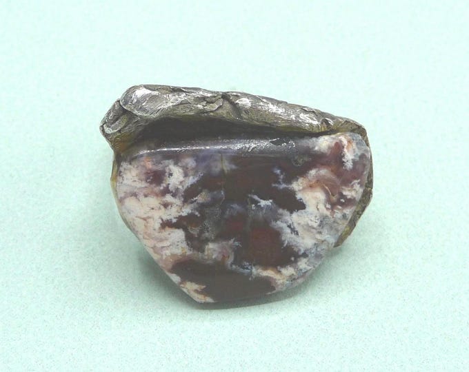 United States. Recycled silver and stone ring. Secondhand jewelry.