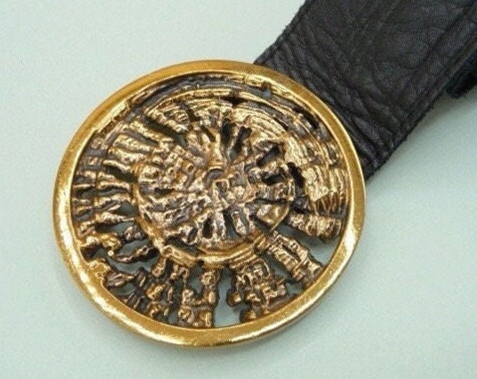 Pentti Sarpaneva (Finland). Bronze and black leather belt. 1970s. Vintage.