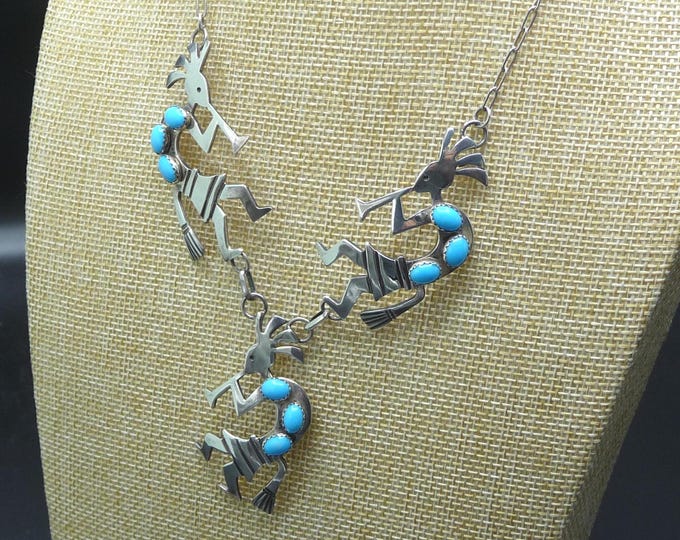Ella Peter (USA). Silver necklace with turquoise stones. Vintage.