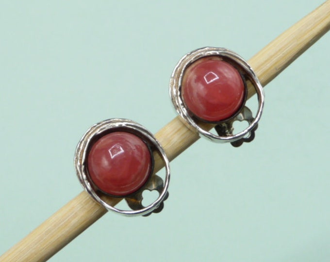 Perli (Germany). Silver and rhodochrosite earrings. 1930s.