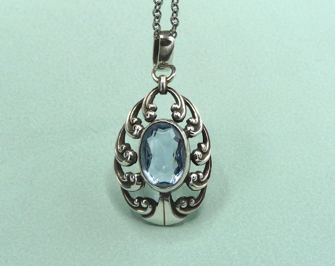 Sweden. Silver and blue glass pendant. 40s-50s. Vintage.