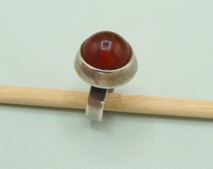 Victor Janson (Sweden). Silver and amber ring. 1976. Vintage.