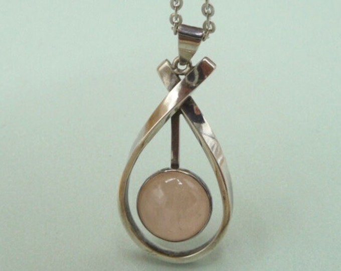 Victor Janson (Sweden). Silver and rose quartz pendant. 1967. Vintage.