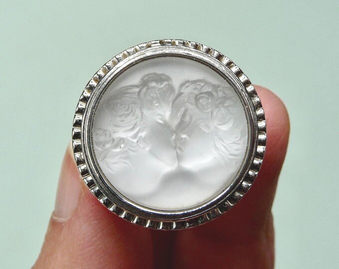 Lalique (Paris). Silver and crystal ring. Pre-owned jewelry.