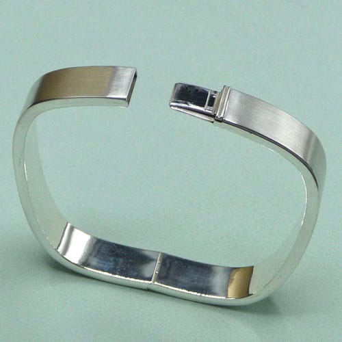 Vintage Italian Sterling Silver Belt Buckle Bracelet - 10mm