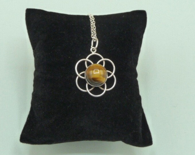 Small Silver and Tiger's Eye Pendant. Vintage.