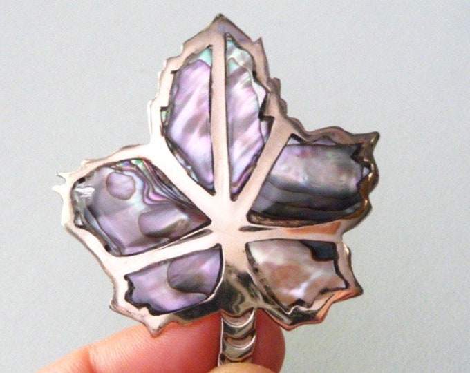 Mexico. Alpaca and Abalone Brooch. Vintage.