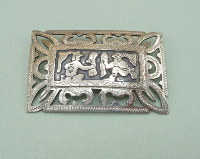 Guatemala. Silver brooch. Vintage.