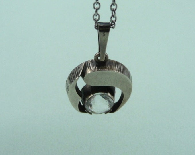 Karl Laine (Finland). Silver and crystal pendant. 1982. Vintage.