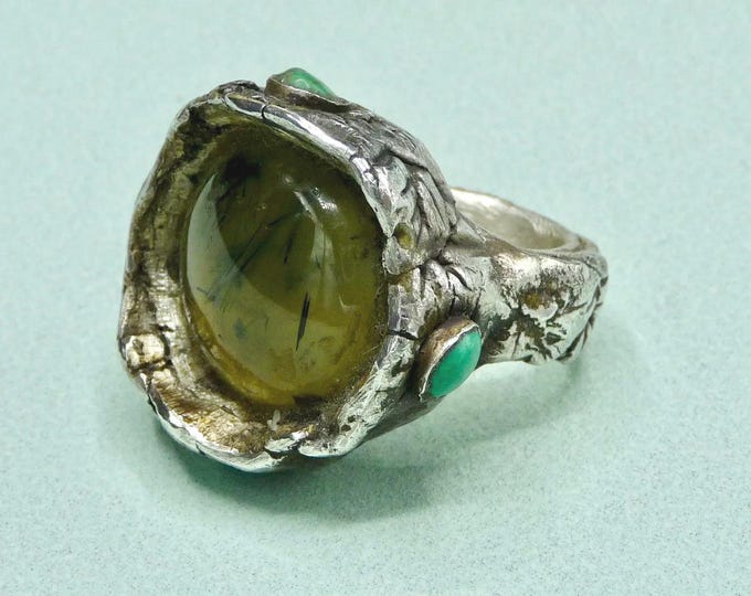 United States. Recycled silver and stone ring.
