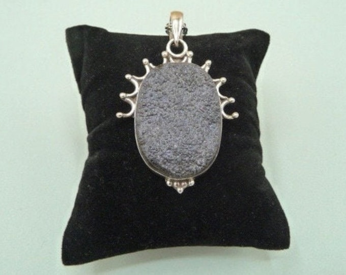 Silver and Druse Pendant. Vintage.