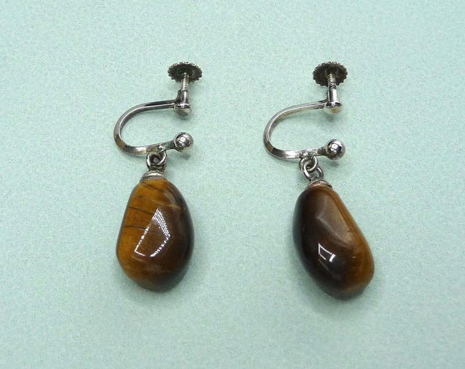 Silver and stone earrings. Vintage.