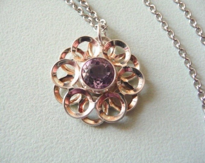 Kultaseppä Salovaara (Finland). Silver and Crystal Pendant. Vintage.