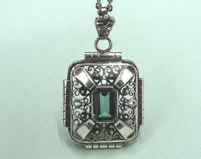 Silver and glass pendant. Vintage.